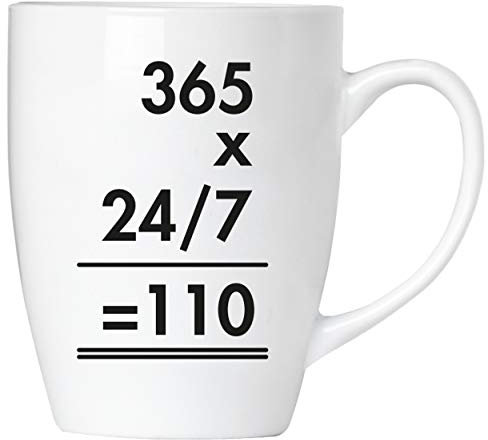 BRUBAKER - 365 x 24/7 = 110 Polizei - Kaffeetasse aus Keramik - 300 ml - Kaffeebecher