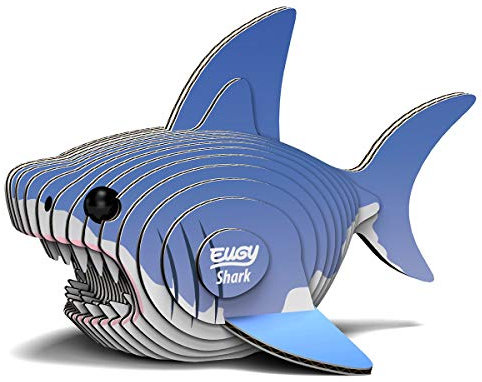 EUGY 650019 Hai, 3D Tier-Puzzle für Kinder und Erwachsene zum Zusammenbauen, DIY Tierfigur, Bastelset ab 6 Jahren