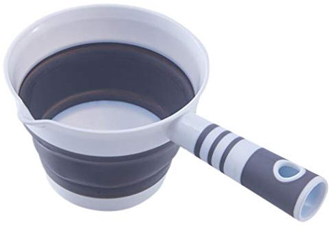Louche en plastique - Portable - Pliable - Avec poignée - Pour cuisine, bain, , shampoing, jardin - Gris