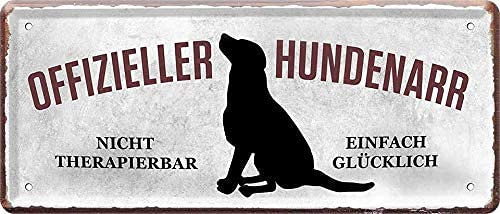 schilderkreis24 – Blechschild Lustiger Spruch “Offizieller Hundenarr“ Deko Hängeschild Hund Türschild Metallschild Hauseingang Geschenkidee Hundebesitzer Hundefans 28x12 cm