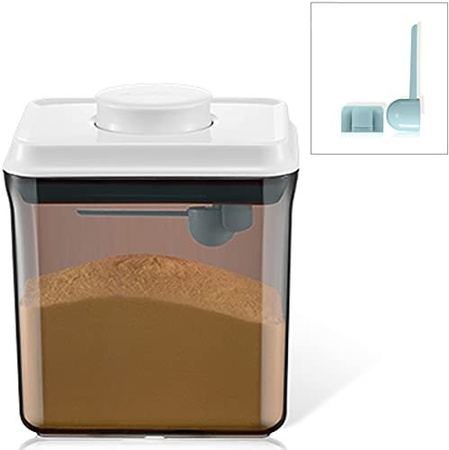 1700ML Luftdichte Milchpulver Spender,Milchpulver Aufbewahrung,Milchpulver Spender Portable mit Löffel, Einhandbedienung, Abnehmbar,zur Aufbewahrung von Baby Milchpulver,Obst und Lebensmitteln(braun)