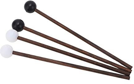 4 Pièces Maillet de Tambour de Langue en Acier Instruments Baguette Tambour Percussion de Baguette en Bois en Caoutchouc pour Enfants