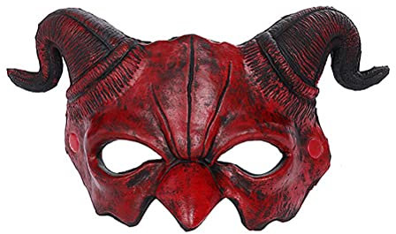 Halloween Mask, Devil Face Cover, Scary Sheep Horns Ghost Monster Mask, Horror Headgear, Leather mask Novelty Halloween Costume for Party, Masquerade, Carnival, Cosplay