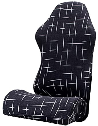 Gaming Covers Stretch Computer Slipcover for Leather Office Game Gamer Cover, Black and White