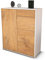 Stil.Zeit Highboard Lelia, Korpus Weiss matt, Front Holz-Design Eiche (92x108x35cm), Push-to-Open Technik & Leichtlaufschienen