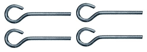 Screws City Gancio aperto M6 x 80 mm con filettatura metrica filettata gancio bulloni in acciaio gancio bullone appeso articolo (confezione da 4)