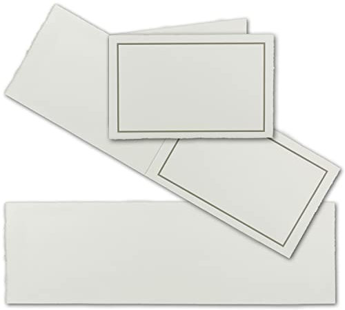 15 Stück Trauerkarte Faltkarten aus Büttenpapier, 225 g/m², naturweiße Oberfläche mit grauem Trauer-Rand, Endgröße B6-11,3 x 17,5 cm