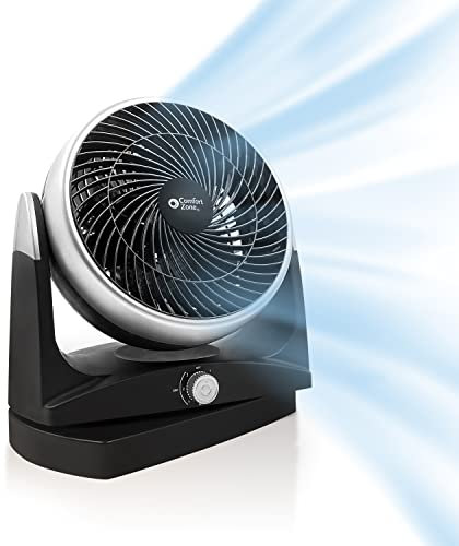 Comfort Zone 8-Inch Oscillating Desk Fan with 3 Speeds, 180° Adjustable Tilt Quiet Table Fan, Durable Electric Personal Fan for Home, Bedroom, or Office