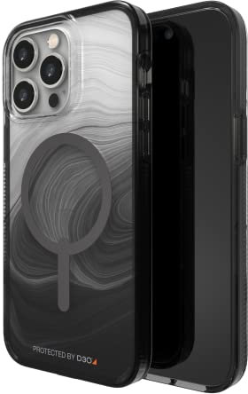 ZAGG Gear 4 Milan Snap D30 Protective Case Compatible with iPhone 14 Max, Slim, Shockproof, Wireless Charging, (Black Swirl)