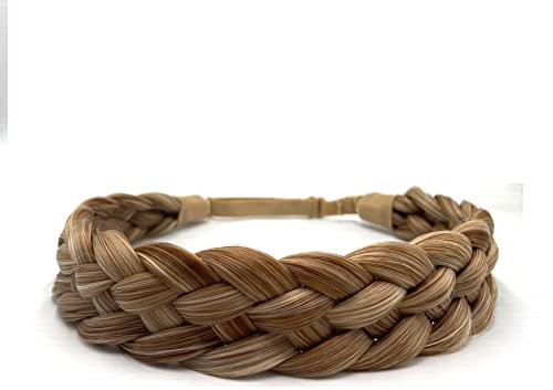 TOECWEGR Haarband Geflochten 5 Stränge Braids Haargummi Klassisches klobiges Elastisches synthetisches Stirnband Damen Beauty Accessoires (Hell aprikosenbraun)