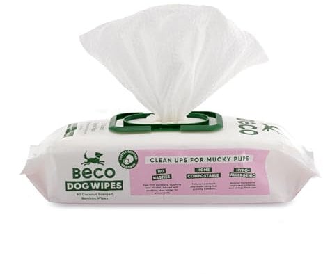 Beco Dog Wipes - 1 Pack of 80, Coconut Scented, For Paws, Body and Bum, Plant-Based Grooming Wipes