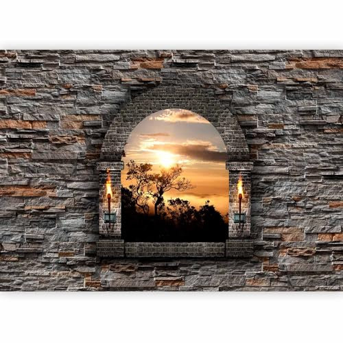 murando PREMIUM Papier peint Pierre 250x175 cm Décoration Murale XXL Poster Tableaux Muraux Tapisserie Photo Trompe l'oeil Paysage Nature Fenêtre c-C-0199-a-a