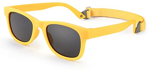 Hifot Kids Sunglasses Boys Girls, UV Protection Polarized Baby Sunglasses, Rubble Flexible Children Toddler Sunglasses Age 2-7, Yellow
