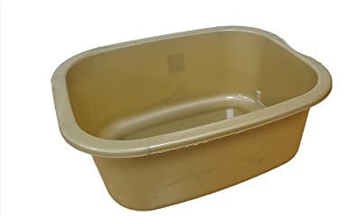 11 Litres Washing Up Bowl Rectangular Plastic Multi-Purpose Basin Mixing Sink Tidy Organizers (Golden)