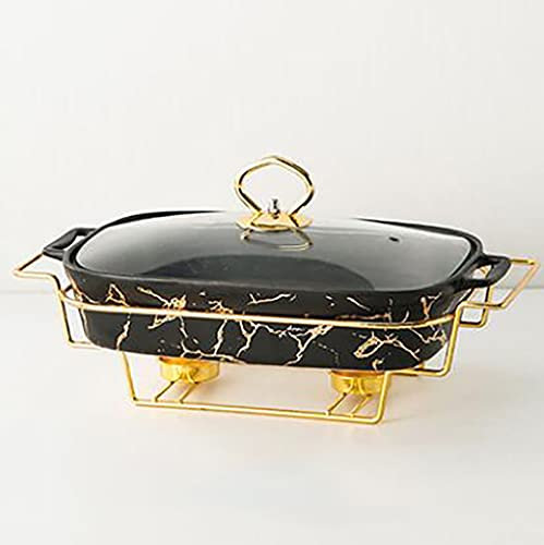 Ceramics Chafing Dish Buffet Set, Marble Finish Chafing Dish, Rectangular s for Buffet/Weddings/Parties/Banquets/Catering Events,White,A (Color : White, Size : A) (Black B)