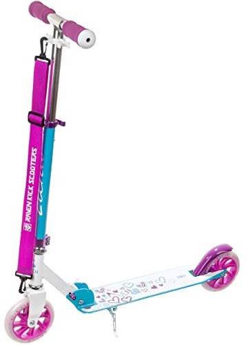 RAVEN Scooter Roller Tretroller Kickscooter für Kinder |klappbar | höhenverstellbar | Tragegurt (Elena White ohne Handbremse, 145mm)