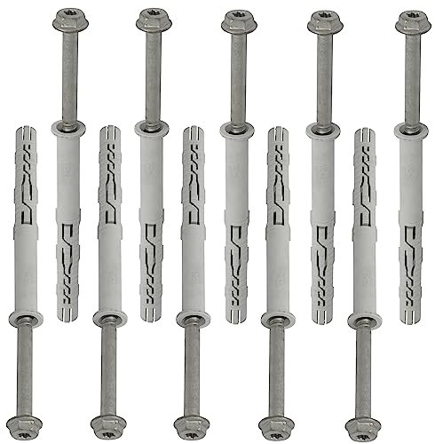 AERZETIX - C67148 - Lot de 10 Chevilles en Plastique Ø12x120 mm à collerette + 10 vis Ø8x130 mm autotaraudeuses à collerette à tête hexagonale Empreinte étoile TX40 - béton Brique perçage Fixation