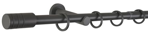 ondeco Gardinenstange ausziehbar 1-lauf, Vorhangstange Fenster Wandmontage, Endstück Rille Komplettgarnitur Teleskopstange 16/19 mm mit Ringen Darkgray 160-280 cm