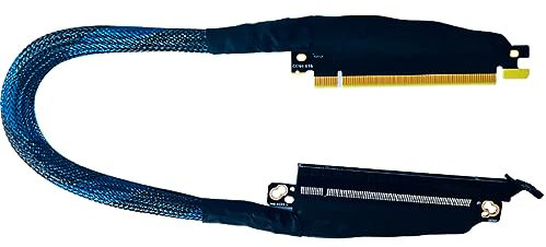 JMT Câble d'extension PCIE 4.0 X16 32 Go GEN4 en maille tressée pour carte graphique AI, adaptateur GPU pliable (30 cm, 16AB4 gauche-gauche)