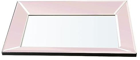 Angraves Rectangle Vintage Pink Lustre Mirror Mirrored Glass Dinner Placemat Tray/Candle Plate Holder