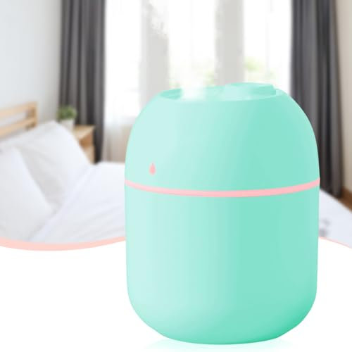 Mini-Wasserbefeuchter, WASAGA 220ml Kleiner Tragbarer USB-betriebener Kühler Nebel-Luft-Desktop-Diffusor mit Weichem Nachtlicht für Auto Schlafzimmer Büro (Grün)