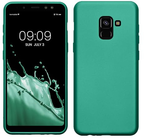 kwmobile Handyhülle für Samsung Galaxy A8 (2018) Hülle - Silikon Case metallisch schimmernd - Schutzhülle Cover - Metallic Dunkelgrün