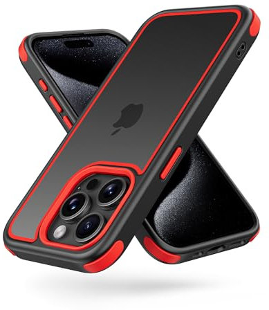 MobNano Cover Compatibile con iPhone 15 Pro Max, Sottile Antiurto AntiGraffio, Protettiva Custodia Compatibile con iPhone 15 Pro Max-6.7 Pollici - Nero/Rosso
