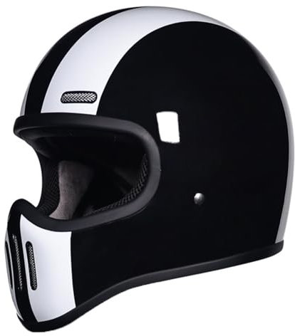 Vintage Vollhelm Integralhelm Motorradhelm mit DOT/ECE-Zugelassener Motorradhelm, Moto-Integralhelm Für Männer Und Frauen Scooter Retro Classic Crash Racing Touring Helm D,XXL