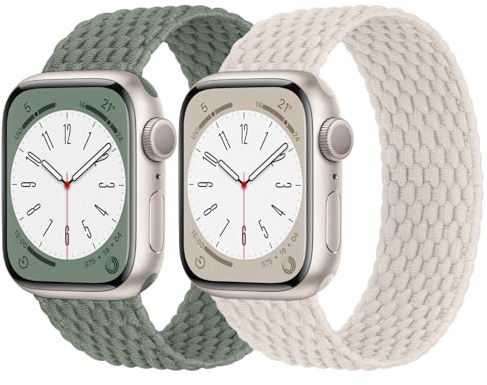 Joehwerr 2 pack Braided Solo Loop No-Buckle for Apple Watch Straps 38mm 40mm 41mm 42mm 44mm 45mm 46mm 49mm Women Men, Lightweight Soft Nylon Sport Band for iWatch Series 11 10 9 8 7 6 5 4 SE3