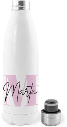 Botella Térmica, Termo de Acero Inoxidable para Agua Personalizada con Inicial y Nombre Elegante | Regalo original mujer