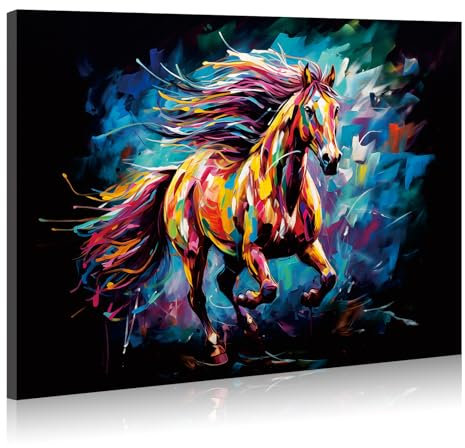 JBER Pferd Leinwand Gemälde Wandkunst, geeignet für Badezimmer Dekoration, Poster Home Decor, lustige Tier Dekoration, gerahmt, 60 X 40cm