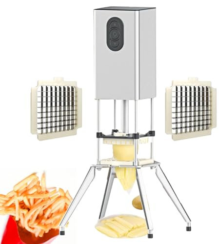 forplubossmmp Electric Slicer Vegetable Chopper for Commercial, Household French Fry Cutter with 9mm and 12.2mm Blades, Stainless Steel Dicer Electric Graters Onion Chopper, For Potato/Onion Strips