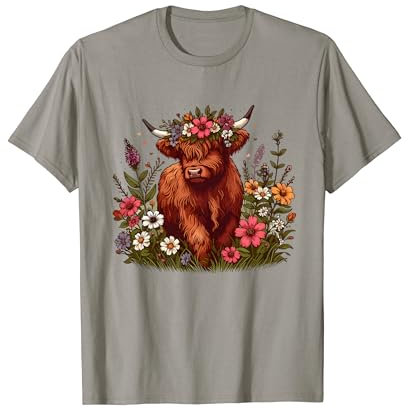 Cute Cow Baby Highland Gobelet Wraps avec fleurs T-Shirt