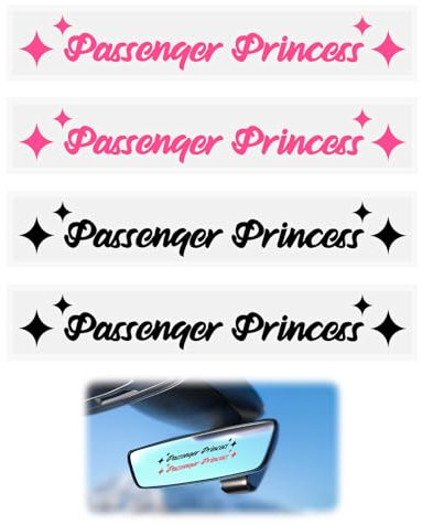 MxyVrix 4 Stück Beifahrerprinzessin Aufkleber,Niedliche und lustige Prinzessinnen,Passenger Princess Sticker,Aufkleber für Autofenster und Autodekoration. Perfektes Autozubehör für Frauen