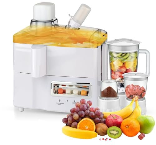 OFNHJK 4 In 1 Juicer & Blender, 800W Electric Citrus Juice Extractor, 1.8L Multifunction Smoothie Maker, Portable Smoothie Maker, Juicer Machines for Lemon Lime Grapefruit Oranges