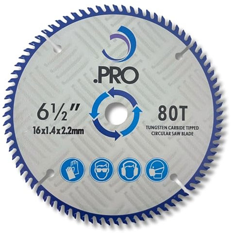 .PRO - Hoja de sierra circular de 165 mm x 80 dientes x 16 mm (anillo de reducción de 13 mm) compatible con Makita, Dewalt, Bosch, Milwaukee, Evolution