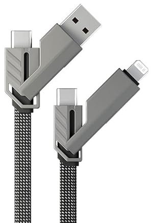 Titan Sports | 4-in-1 Multi-Schnellladekabel | 1,5 Meter | bis 240W | USB-C 60W | Apple-Schnittstelle 27W | Universal-Ladekabel kompatibel mit iPhone, Samsung, Huawei, Xiaomi, Sony, Google, Laptop