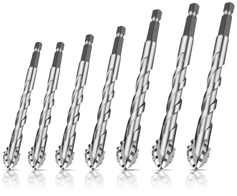 Taladro excéntrico con cuatro ranuras y dientes de sierra, broca dentada de cuatro filos, vástago hexagonal de 1/4, juego de brocas para azulejos de alta resistencia con punta de carburo