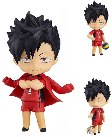 Jiumaocleu Haikyuu!! Figure Kuroo Tetsurou Action Figure, 10cm Mini Anime Figure Haikyuu Action Figure Statue, Face and Accessoriess Removable, PVC Handmade Collectible Gifts