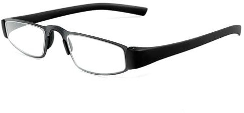 MMOWW Lesebrille Herren Blaulichtblockierende Leser Brille mit Metall Edelstahl Material Federscharnieren Komfortabel Lesehilfe (Schwarz, +1.5)
