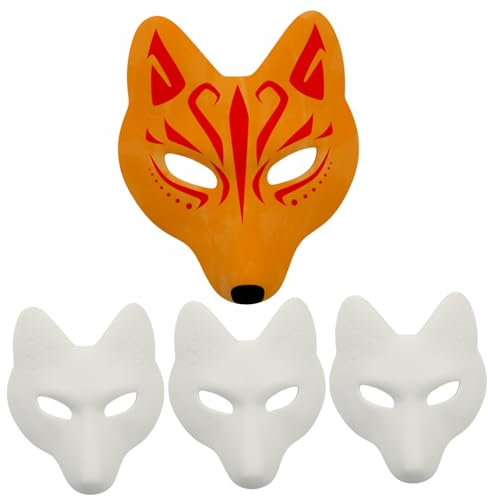 DIKACA 4 Stück Blanko-masken Zum Bemalen Masken-set Weiß Unbemalt Für Halloween