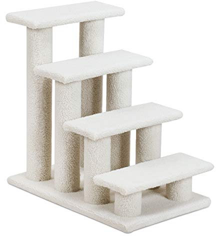 GOPLUS Tiertreppe Beige, Haustiertreppe Katzentreppe Hundetreppe Kletterbaum Katzenkratzbaum Spielbaum, Treppe für Katze (Weiß)
