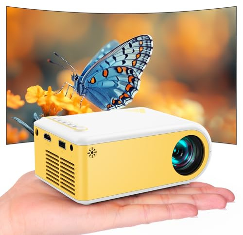 Mini Beamer Bluetooth und WiFi, Beamer Klein für Handy, 1080P Unterstützung Projektor iPhone/Android, Home/Outdoor Filmprojektor Kompatibel mit Smartphone/TYP C/HDMI/USB/Fire Stick/PS5