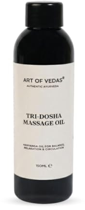 Art of Vedas Tridosha Massageöl 150ml | Traditionelles ayurvedisches Körperöl für Abhyanga | Basis aus kaltgepresstem Sesamöl | Für alle Dosha-Typen