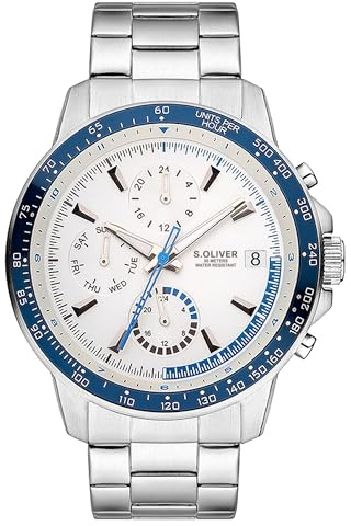 s.Oliver Herrenuhr - 41 mm - analoge Armbanduhr mit Quarzwerk - Multifunktion & 3 Zeiger - hoher 5 ATM wasserdicht - Kratzfest
