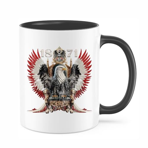 1871 Tasse | Kaffeetasse & Kaffeebecher mit Adler-Motiv – Kaiserreich Preußen Deutschland | Weiß-Schwarz