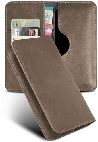 moex Purse Case für Oppo A6 Pro 5G Handytasche mit Geldbörse, Klapphülle aus PU Leder mit Kartenfach, Flip Case Schutzhülle 360 Grad Rundumschutz Booklet Lederhülle, Taupe