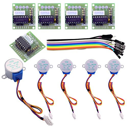 ELEGOO 5er Stepper Motor Schrittmotor 5V 28BYJ-48 ULN2003 und 5 Stück Treiberplatine ULN2003 für Arduino