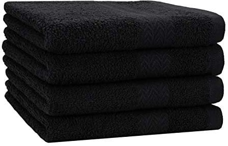 Betz 4 Stück Strandtücher Duschtücher Set Größe 70x140 cm Duschhandtuch Badetuch Strandtuch Handtuch Premium 100% Baumwolle Farbe schwarz