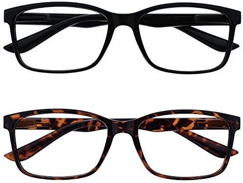 The Reading Glasses Company Black & Brown Tortoiseshell Readers Value 2 Pack Large Mens Spring Hinges RR83-12 +2.50
